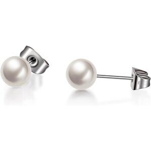⚡Classic Pearl Stud Earrings Elegant Round Imitation Pearl Earrings for Women